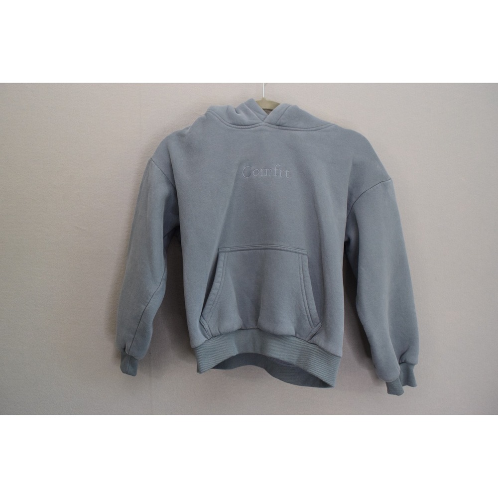 Comfrt Hoodie Size Large Blue Gray Pullover Logo Kids Sweatshirt Signature